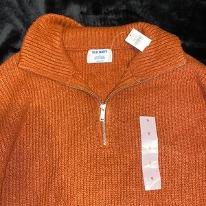 Old Navy knit quarter zip sweater, burnt orange, new with tags, size small.